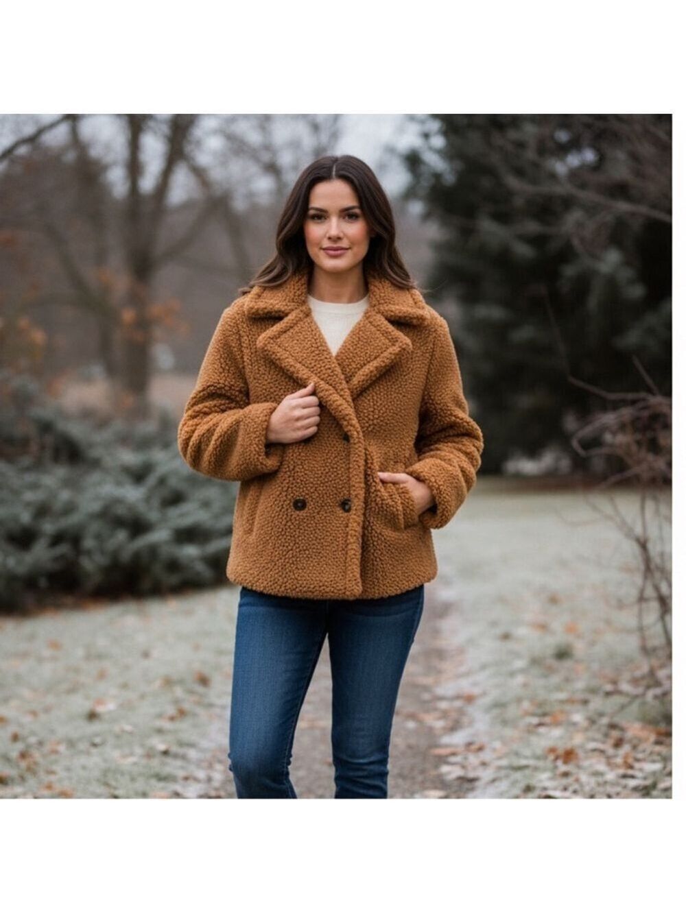 UGG Gertrude Short Teddy Coat in Chestnut Brown Sz Large Soft and cozy - Picture 2 of 13